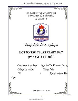 Một số thủ thuật giảng dạy kỹ năng đọc hiểu