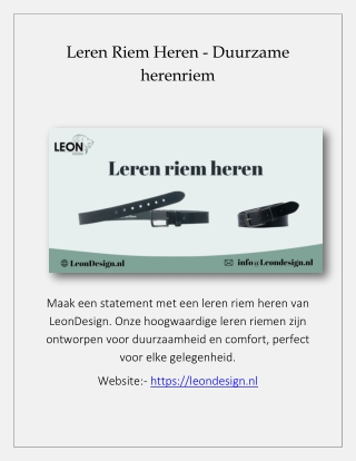 Leren Riem Heren - Duurzame herenriem