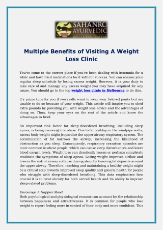 Multiple Benefits of Visiting A Weight Loss Clinic