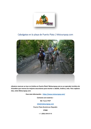 Cabalgatas en la playa de Puerto Plata | Mstourspop.com