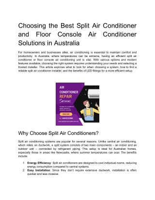 choosing the best split air conditioner and floor