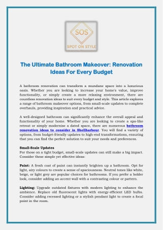 The Ultimate Bathroom Makeover - Renovation Ideas For Every Budget