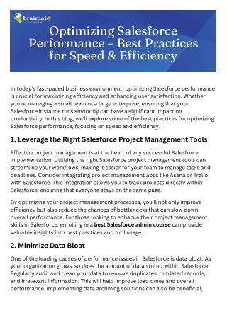 Optimizing Salesforce Performance – Best Practices for Speed & Efficiency