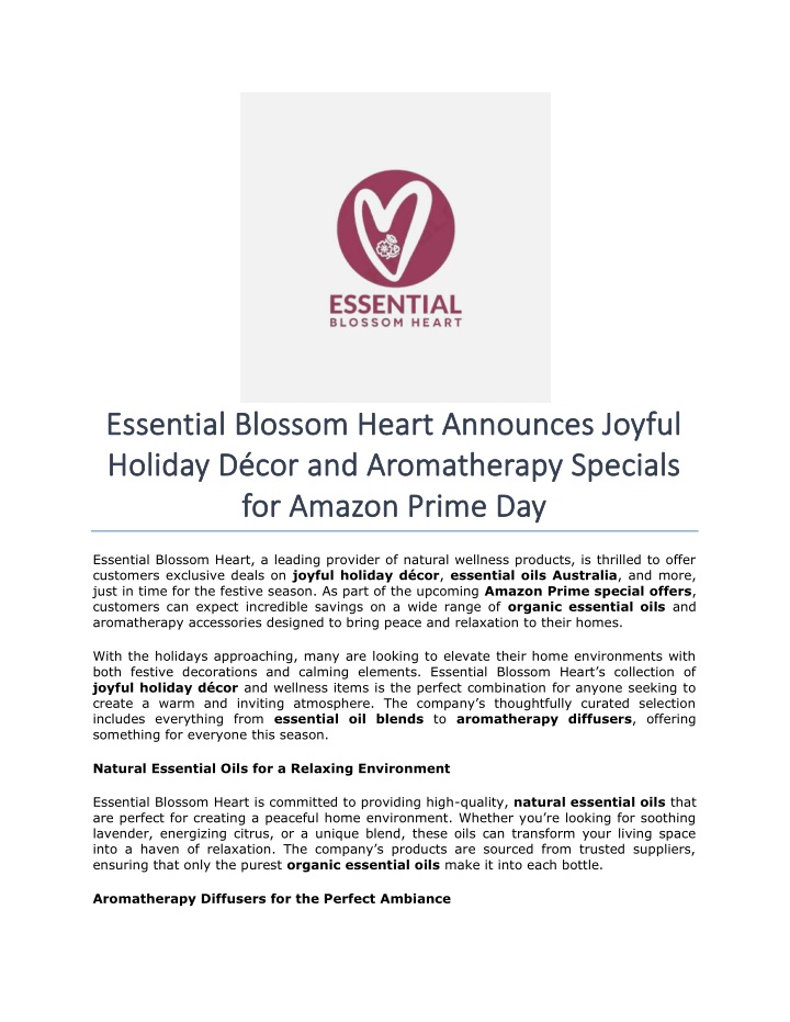 essential blossom heart announces joyful