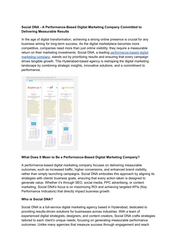 social dna a performance based digital marketing