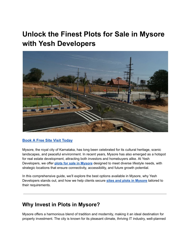 unlock the finest plots for sale in mysore with