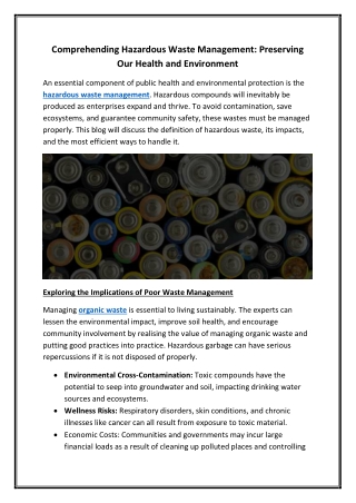 comprehending hazardous waste management