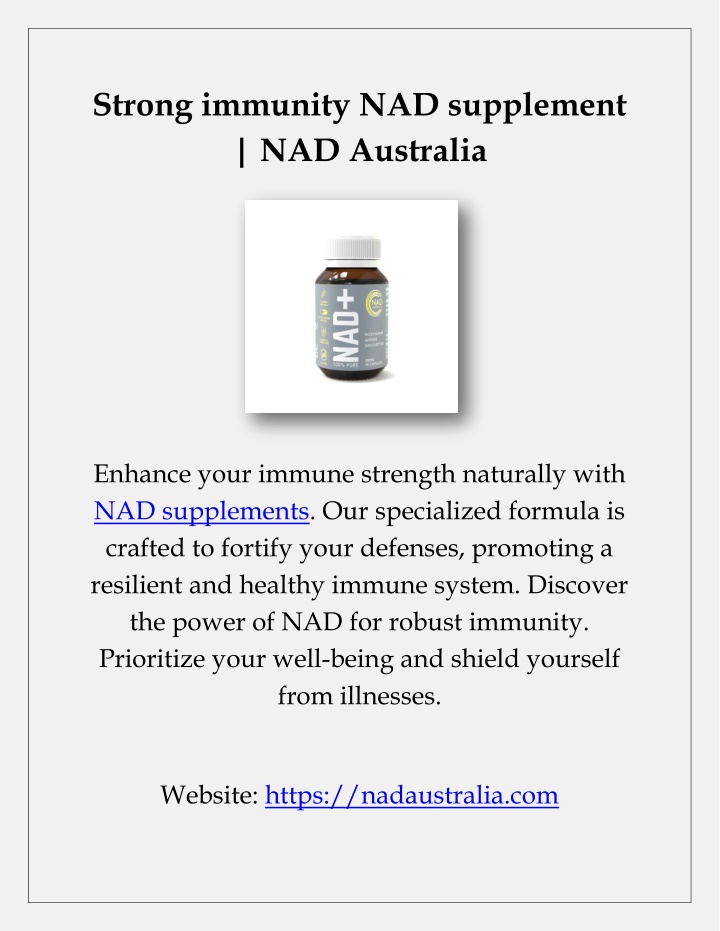 strong immunity nad supplement nad australia