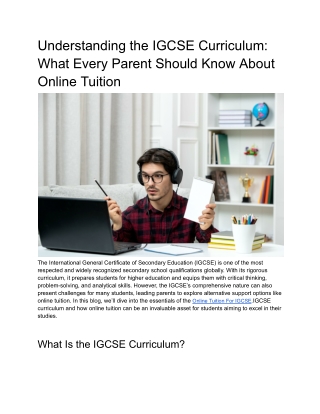 Understanding the IGCSE Curriculum_ What Every Parent Should Know About Online Tuition