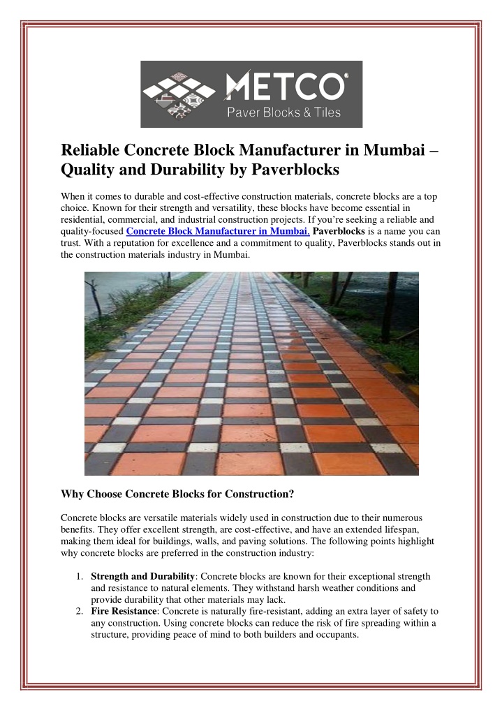 reliable concrete block manufacturer in mumbai