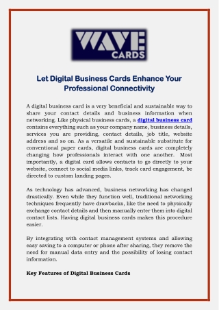 Let Digital Business Cards Enhance Your Professional Connectivity