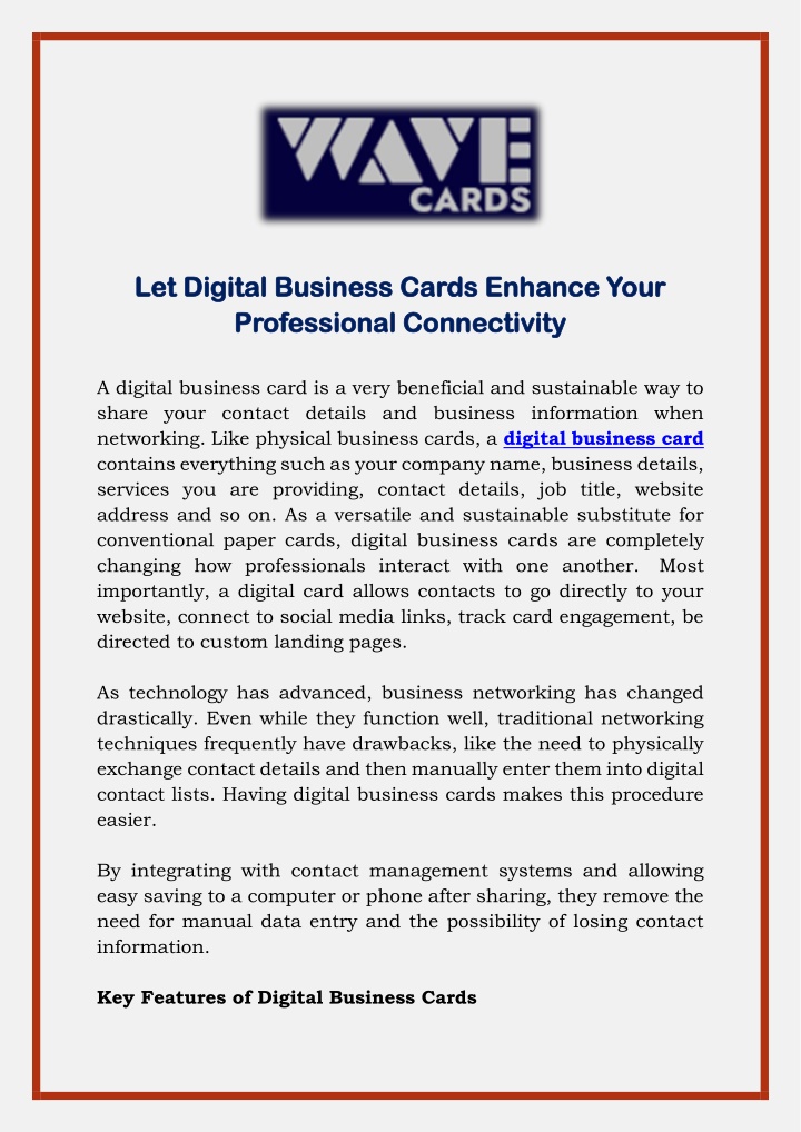 let digital business cards enhance your