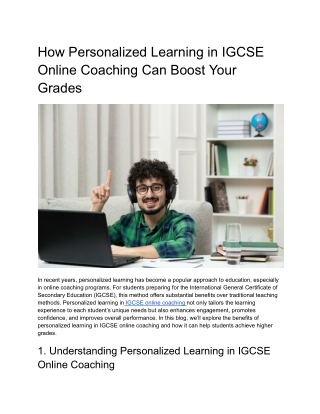 how personalized learning in igcse online