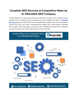 Complete SEO Services at Competitive Rates by an Affordable SEO Company