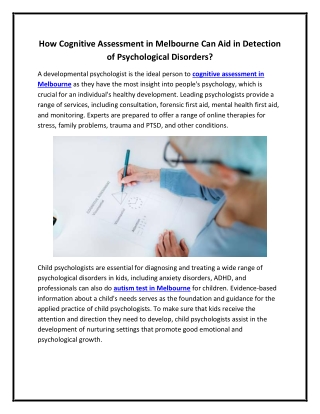how cognitive assessment in melbourne