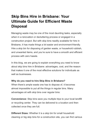skip bins hire in brisbane your ultimate guide