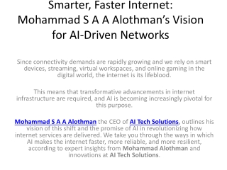 smarter faster internet mohammad s a a alothman s vision for ai driven networks