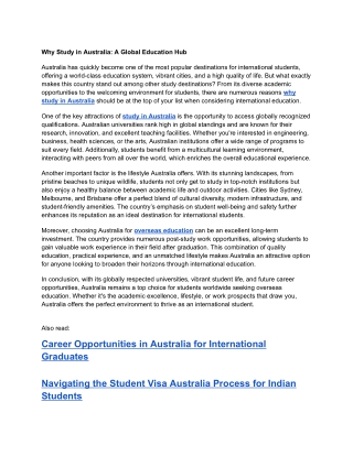 Why Study in Australia: Unlock Global Opportunities