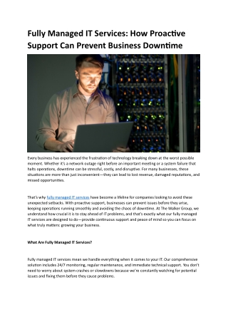Fully Managed IT Services How Proactive Support Can Prevent Business Downtime
