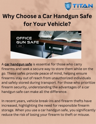 Secure Your Firearm with a Reliable Car Handgun Safe