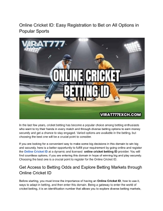 Online Cricket ID: Get Best Experience Of Online Gaming