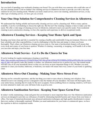 Your One-Stop Solution for Comprehensive Cleaning Services in Allentown.