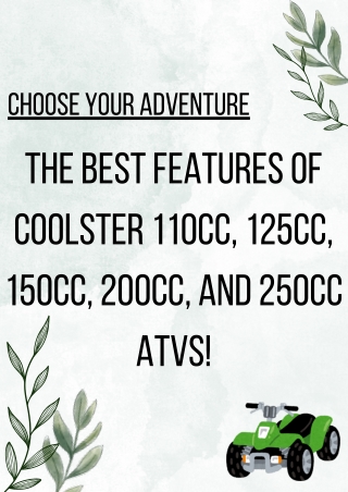 The Best Features of Coolster 110cc, 125cc, 150cc, 200cc, and 250cc ATVs!