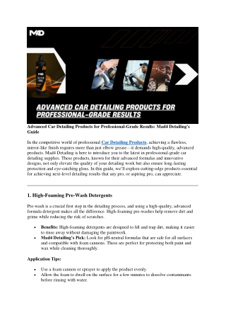 Advanced Car Detailing Products for Professional-Grade Results
