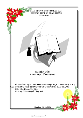 Ứng dụng phương pháp dạy học theo nhiệm vụ vào kỹ năng viết