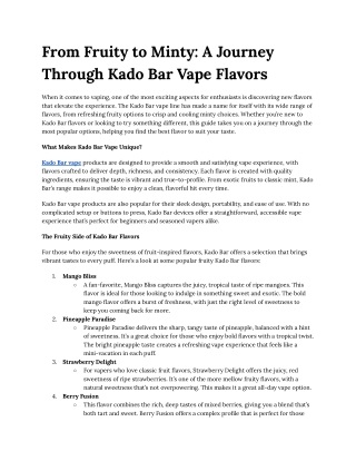 From Fruity to Minty_ A Journey Through Kado Bar Vape Flavors