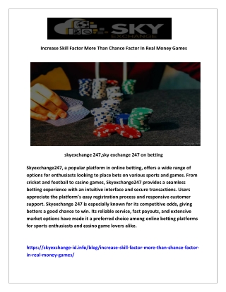 18 Increase Skill Factor More Than Chance Factor In Real Money Games