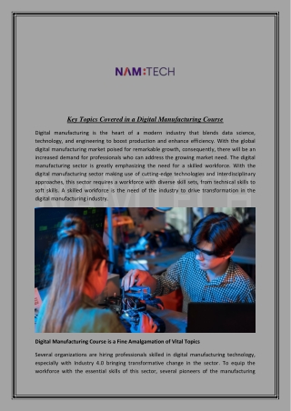 key topics covered in a digital manufacturing