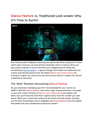Glance Feature vs. Traditional Lock screen_ Why It’s Time to Switch