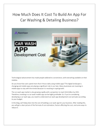 Understanding Car Wash App Development Cost: Key Factors & Budget Insights