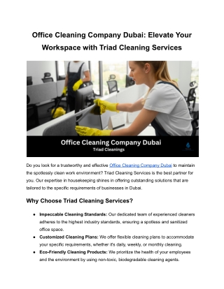 Office cleaning company Dubai