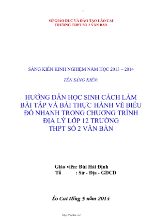 Hướng dẫn học sinh cách làm bài tập và vẽ biểu đồ nhanh môn Địa lý Lớp 12