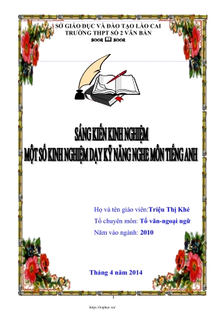 Một số kinh nghiệm dạy kỹ năng nghe môn Tiếng Anh