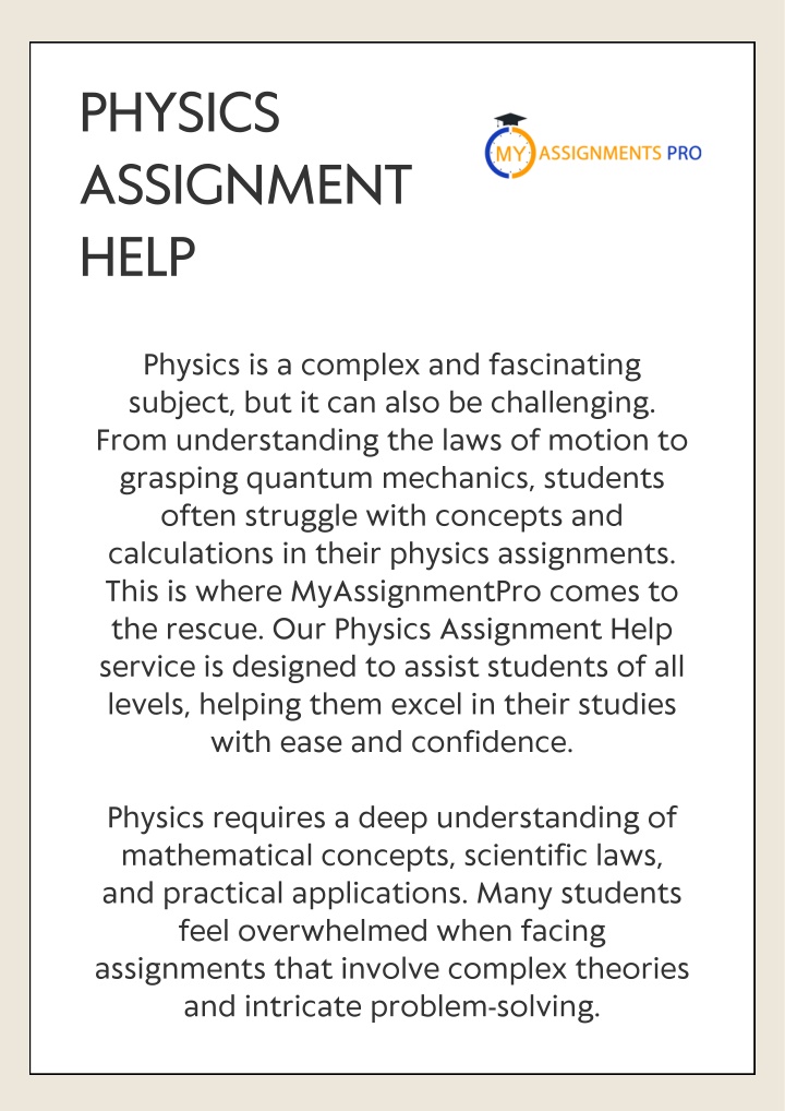 physics assignment help