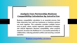 Analysis Your Partnership: Business Compatibility Calculation by AstroForYou