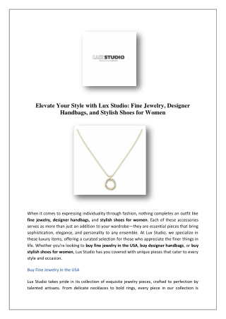 Order Fine Jewelry Online at Best Price In USA | Lux Studio