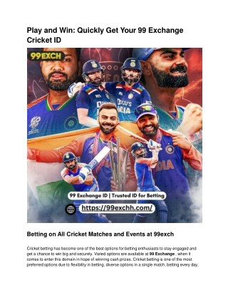Play and Win_ Quickly Get Your 99 Exchange Cricket ID