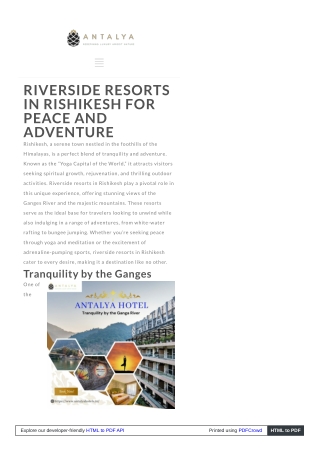 "Riverside Resort in Rishikesh: Nature’s Luxury Retreat by the Ganges"