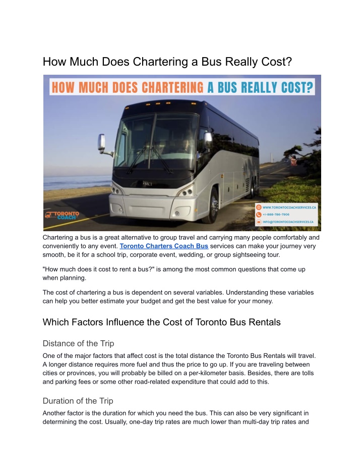 how much does chartering a bus really cost