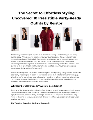 The Secret to Effortless Styling Uncovered: Party-Ready Outfits – Reistor