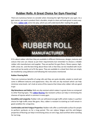 Rubber Rolls: A Great Choice for Gym Flooring!