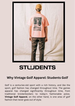 Vintage Golf Apparel Students Golf