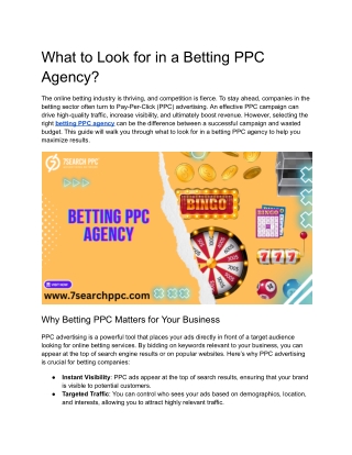 What to Look for in a Betting PPC Agency?