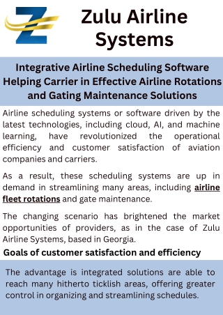 Integrative Airline Scheduling Software Helping Carrier in Effective Airline
