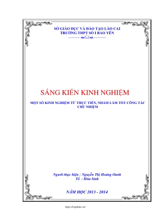 Một số kinh nghiệm từ thực tiễn, nhằm làm tốt công tác chủ nhiệm