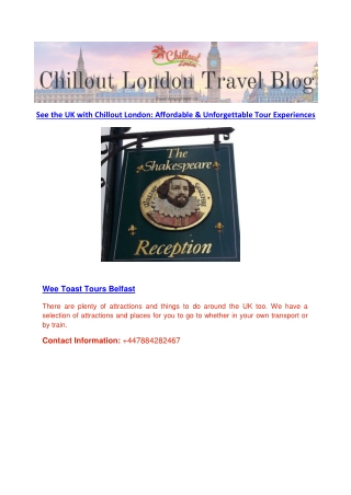 Chillout London, the best and affordable Around UK tours